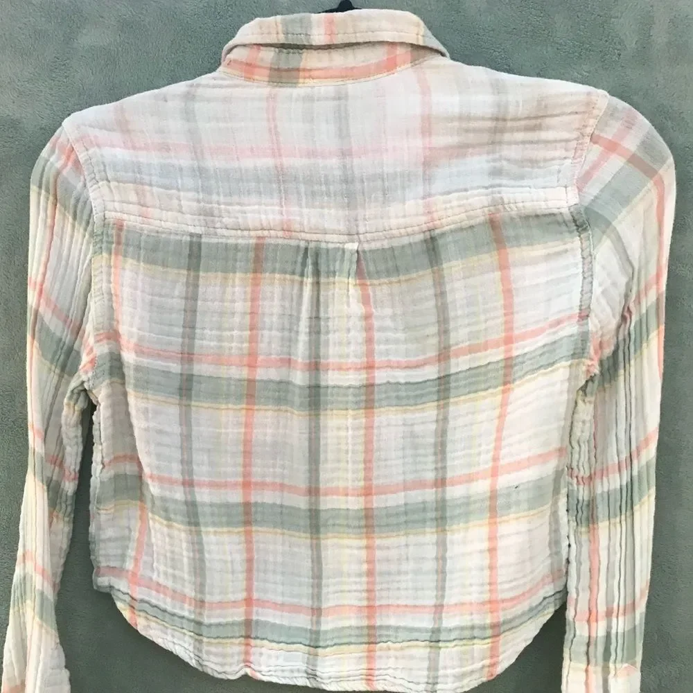 Free People Plaid Cotton Crop Shirt‎